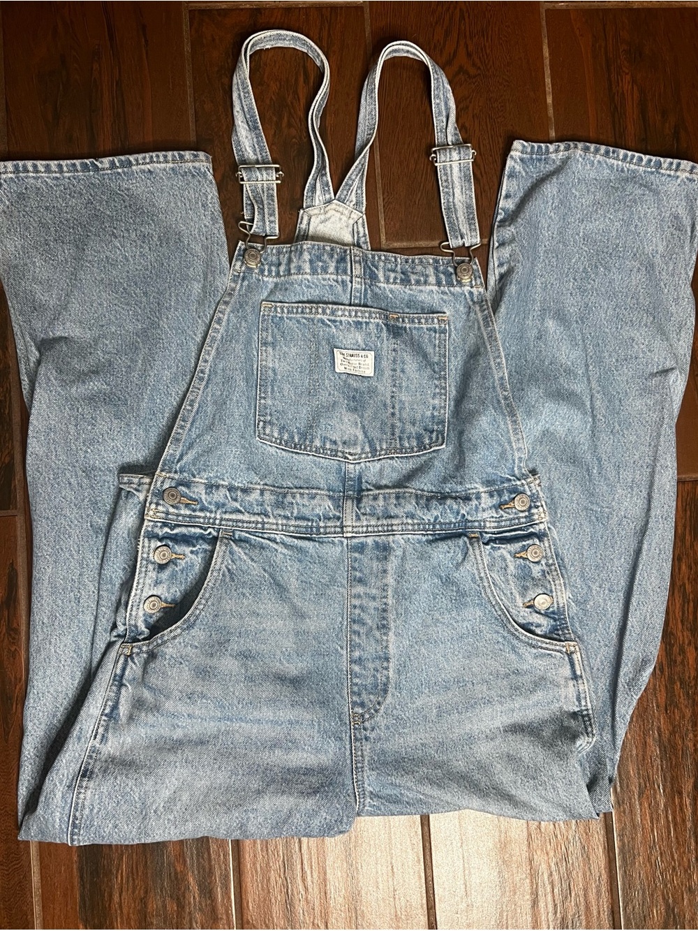 Levi’s Premium Denim Jean Straight Leg Overalls Light Wash Womens Medium